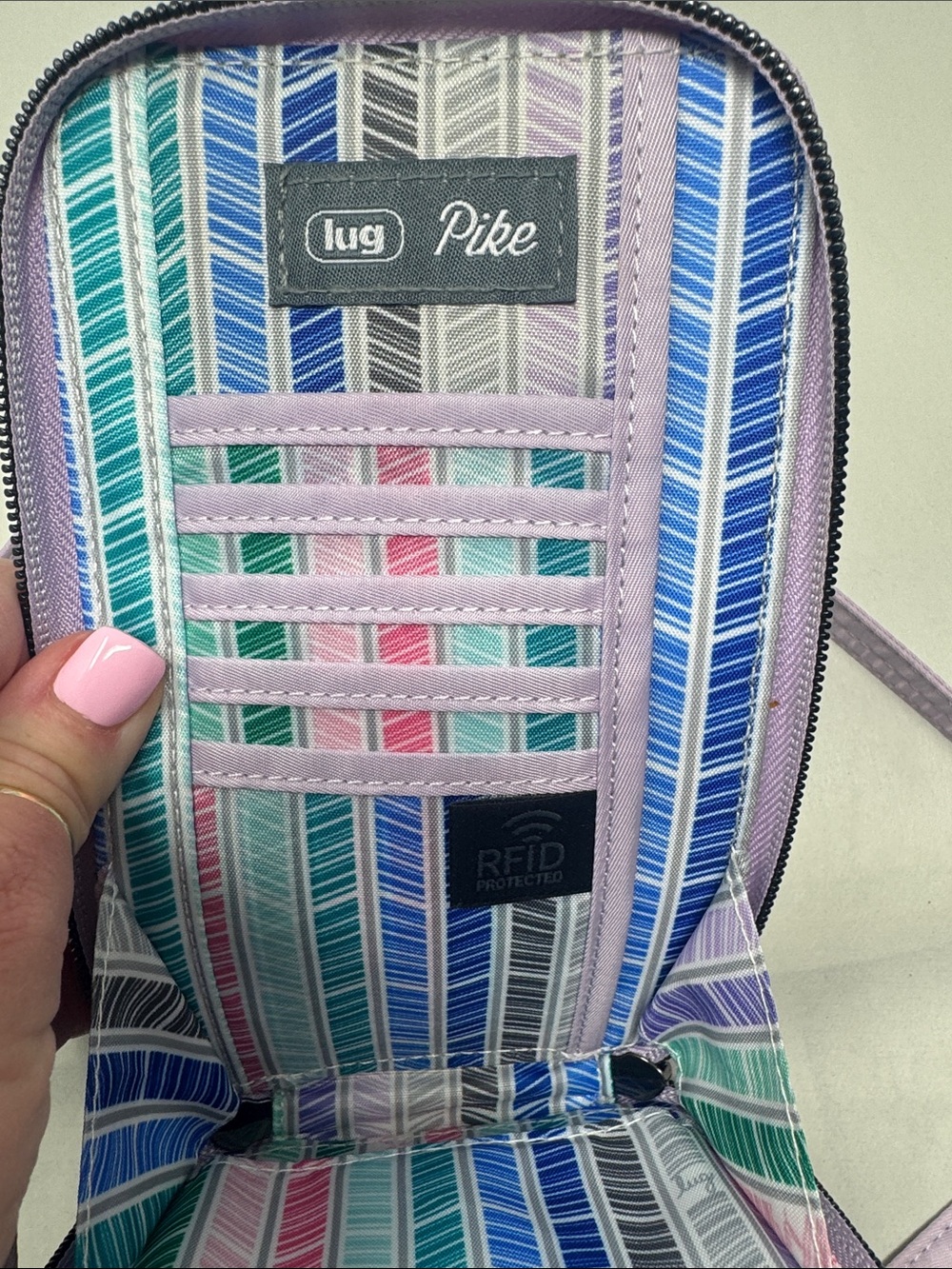 LUG PIKE RFID PROTECTION CROSSBODY BAG PURSE WRISTLET ZIP AROUND TRAVEL PHONE - Picture 9 of 12